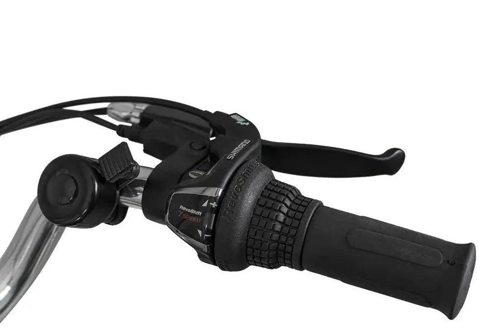 Nahaufnahme des Bremshebels des ROVER Cruise E-Bike CLR 707.