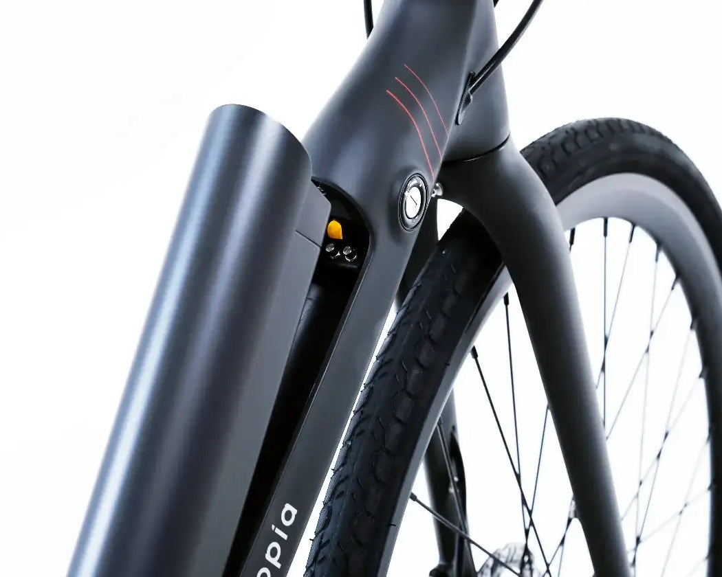 Urtopia Carbon 1, Detaillierte Ansicht des Rahmens mit integrierter und herausnehmbarer Batterie