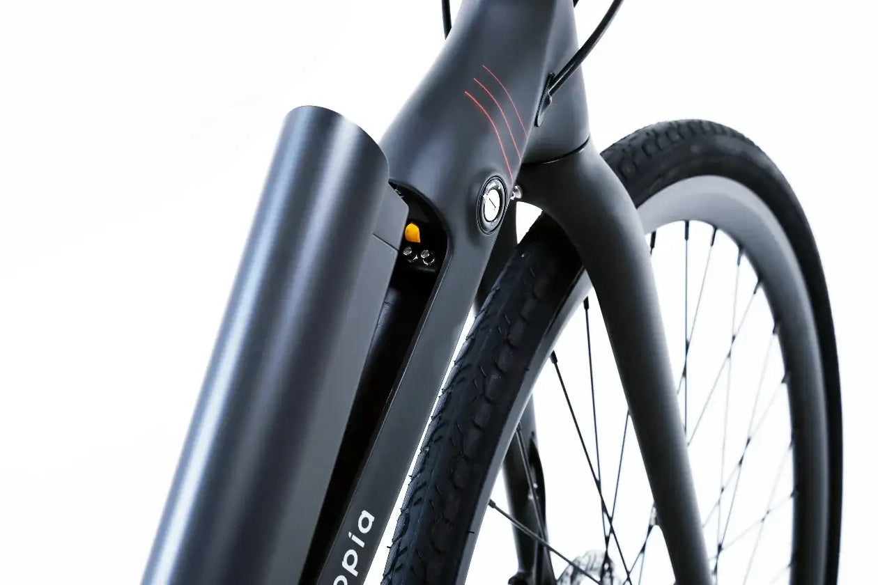 Urtopia Carbon 1, Detaillierte Ansicht des Rahmens mit integrierter und herausnehmbarer Batterie