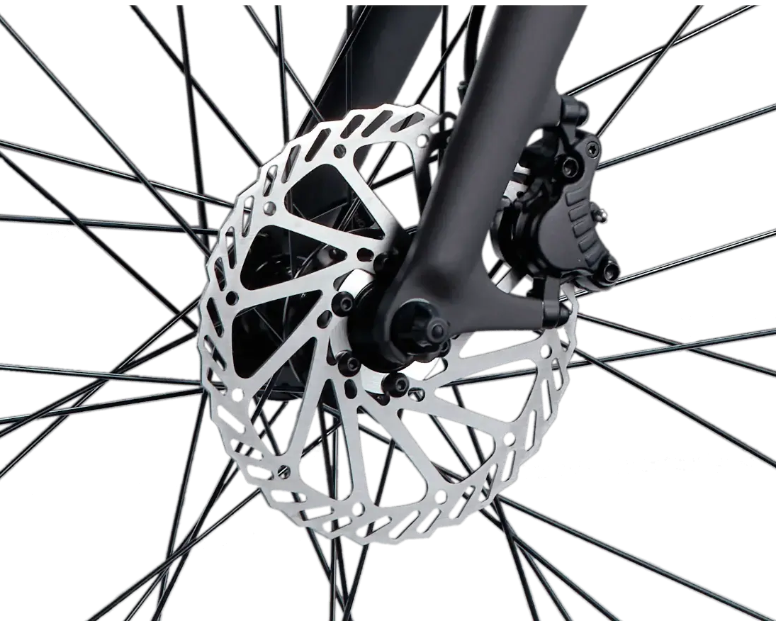 Nahaufnahme der Nabe des Urtopia Carbon 1, zeigt hochwertige Materialien und präzise Verarbeitung