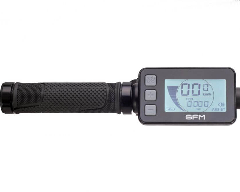 SFM Display am E-MTB Lenker mit Geschwindigkeitsanzeige und Bedienelementen für Saxxx Everest 5.0 E-Mountainbike