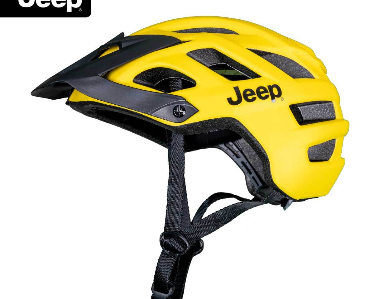 Jeep E-Bikes Helm Pro in Gelb, Seitenansicht mit Belüftung für optimalen Komfort