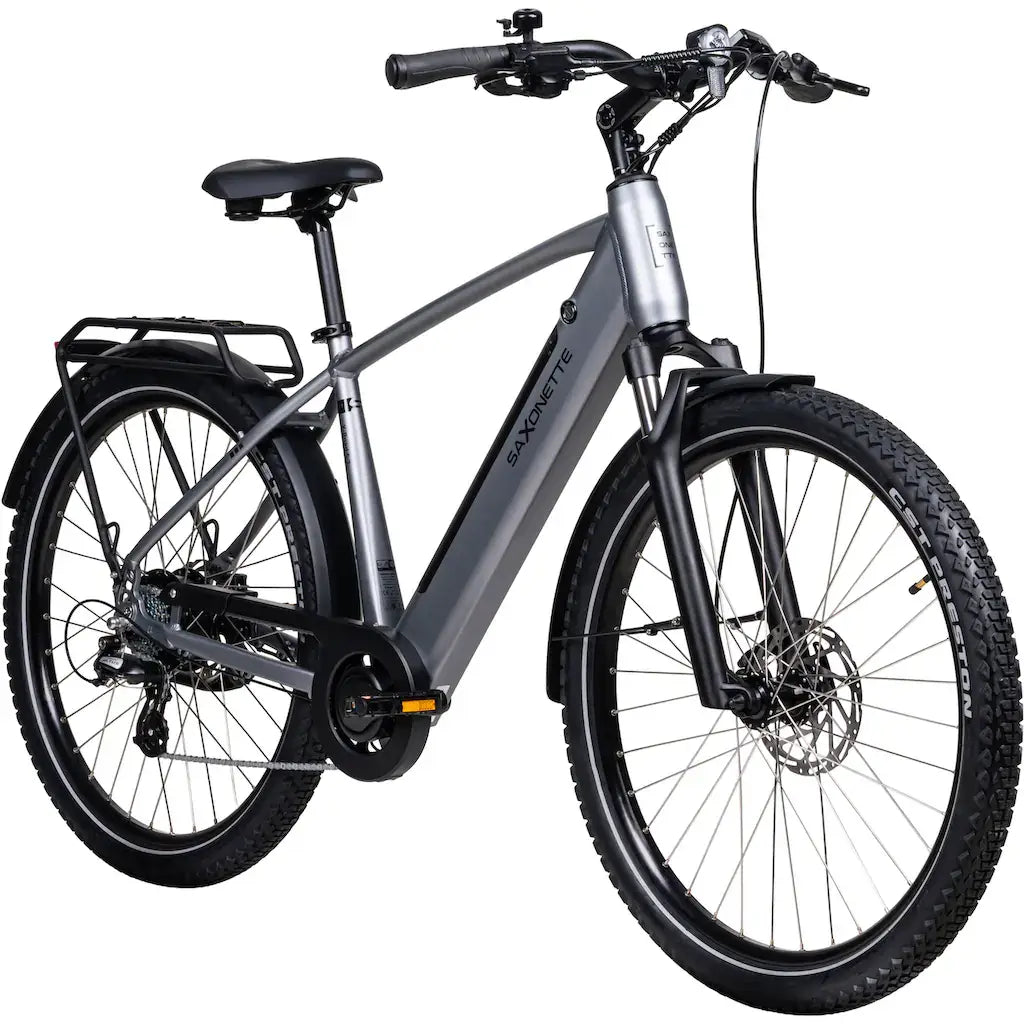 Saxonette X-ROAD 5.2 Trekking E-Bike in Schwarz – linke Seitenansicht