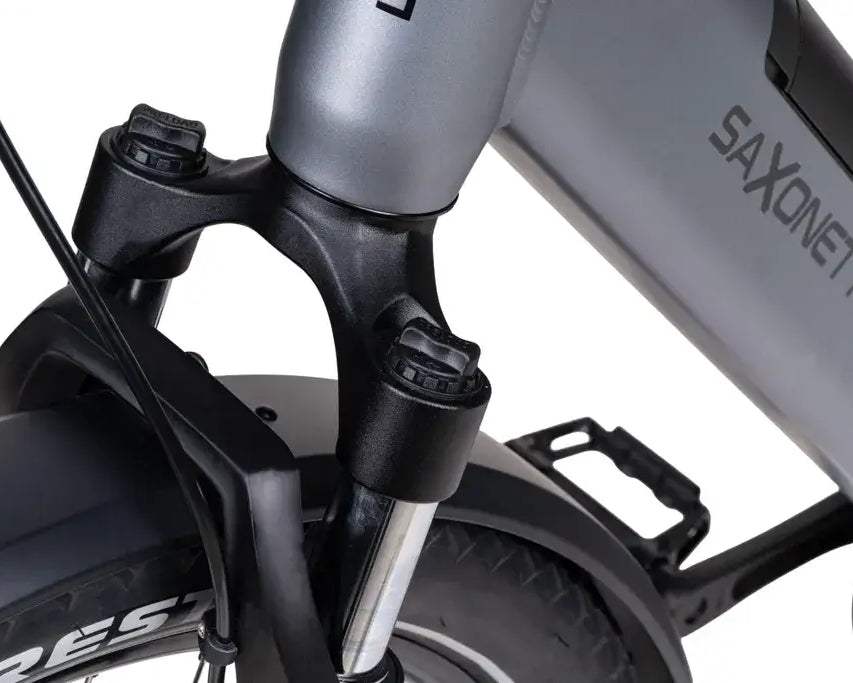 Rahmen und Branding des Saxonette X-ROAD 5.2 E-Bikes in Detailansicht