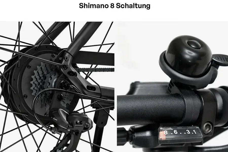 Hinterrad des Berlin Bikes SUV E-Bikes mit Schaltwerk und Scheibenbremse, optimal für Kontrolle und Sicherheit