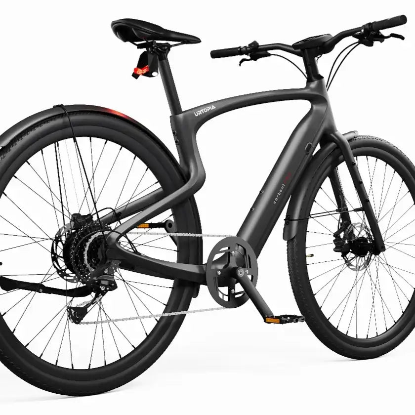 Urtopia Carbon 1 Pro, Schrägansicht mit moderner Rahmengeometrie und hochwertigen Komponenten