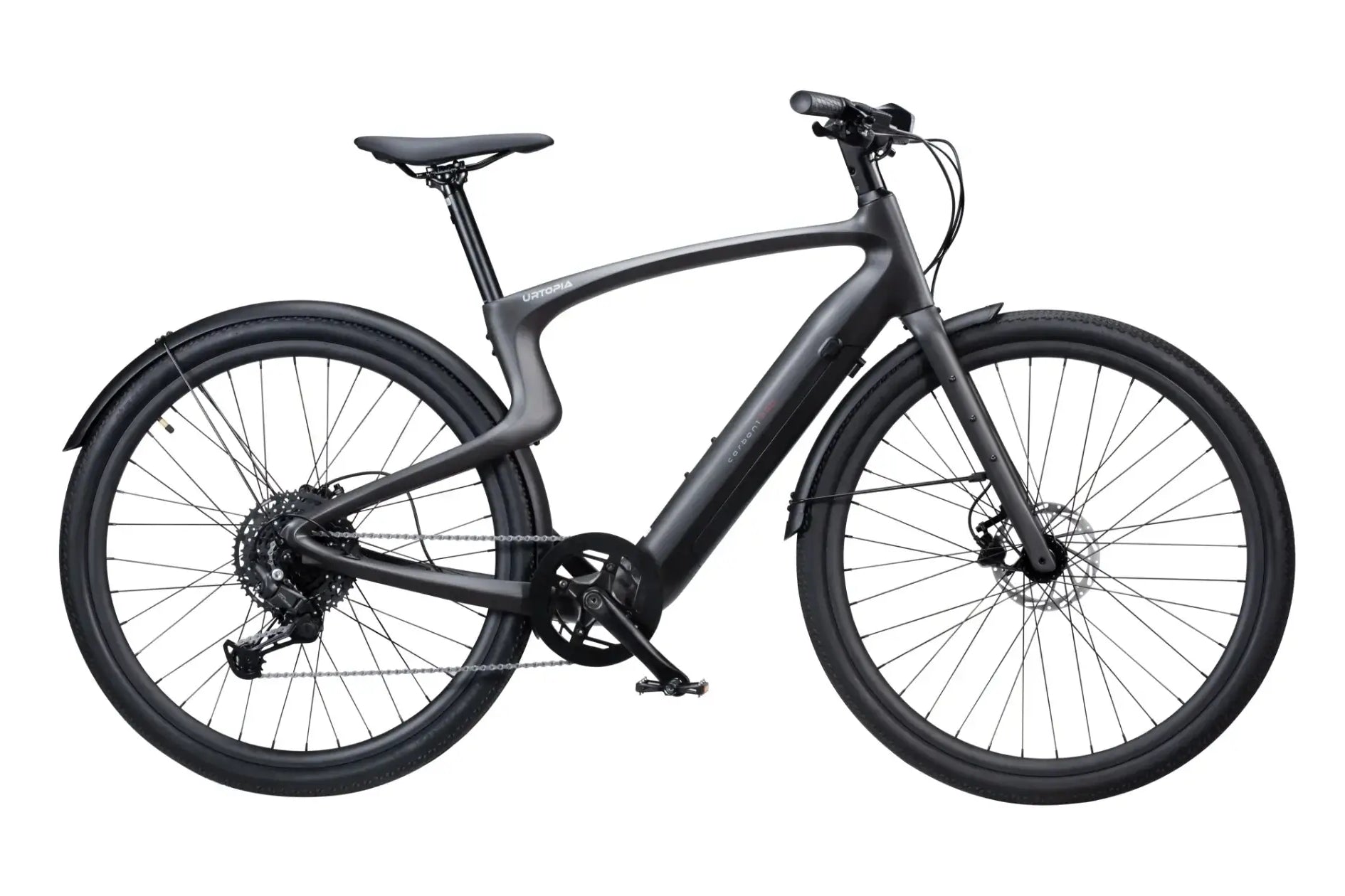 Urtopia Carbon 1 Pro, Seitenansicht mit leichtem Carbonrahmen und sportlichem Design für optimale Leistung