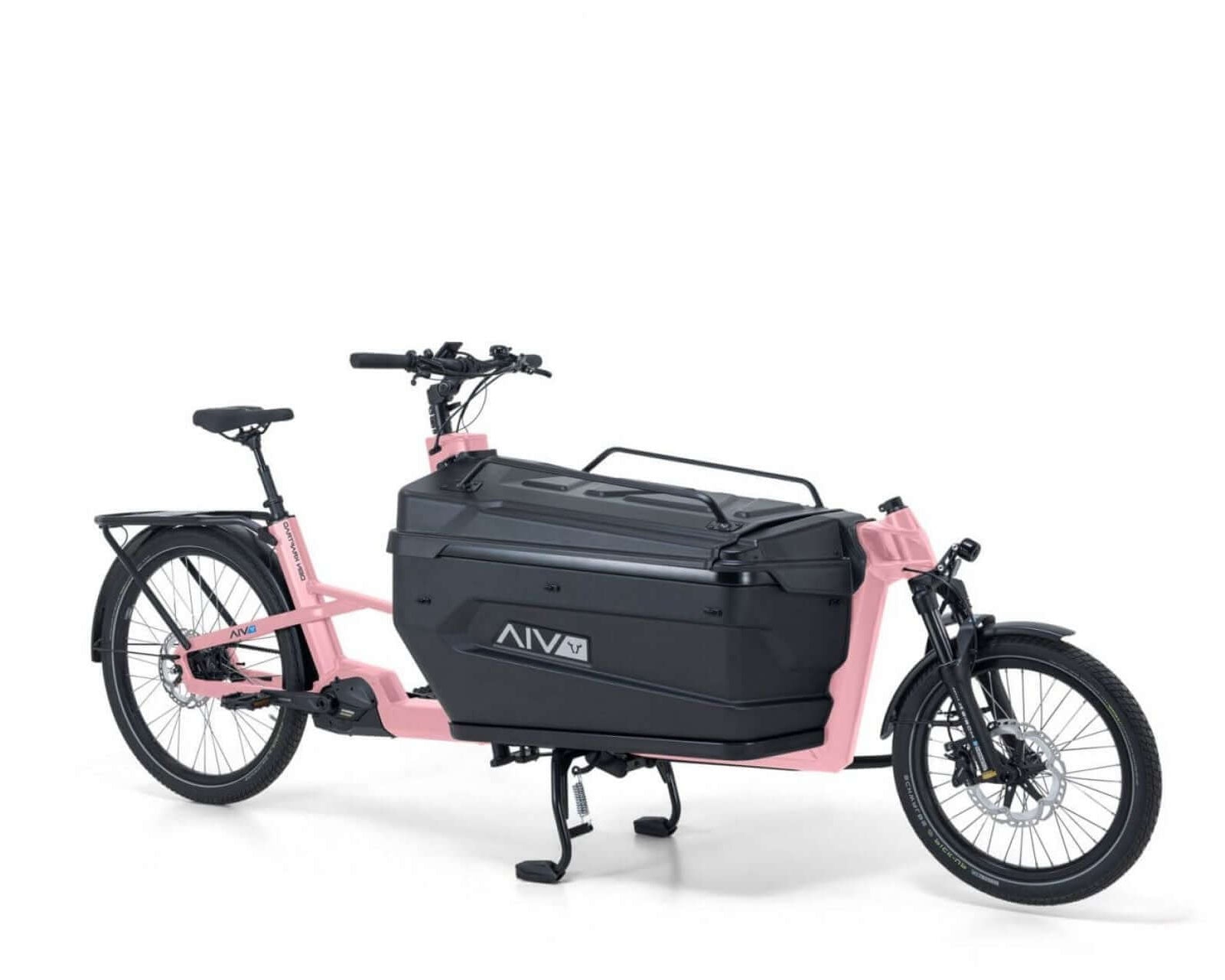 VIA Cargo E-Lastenrad in modernem Design mit geräumiger Ladefläche für Transport und Freizeit.