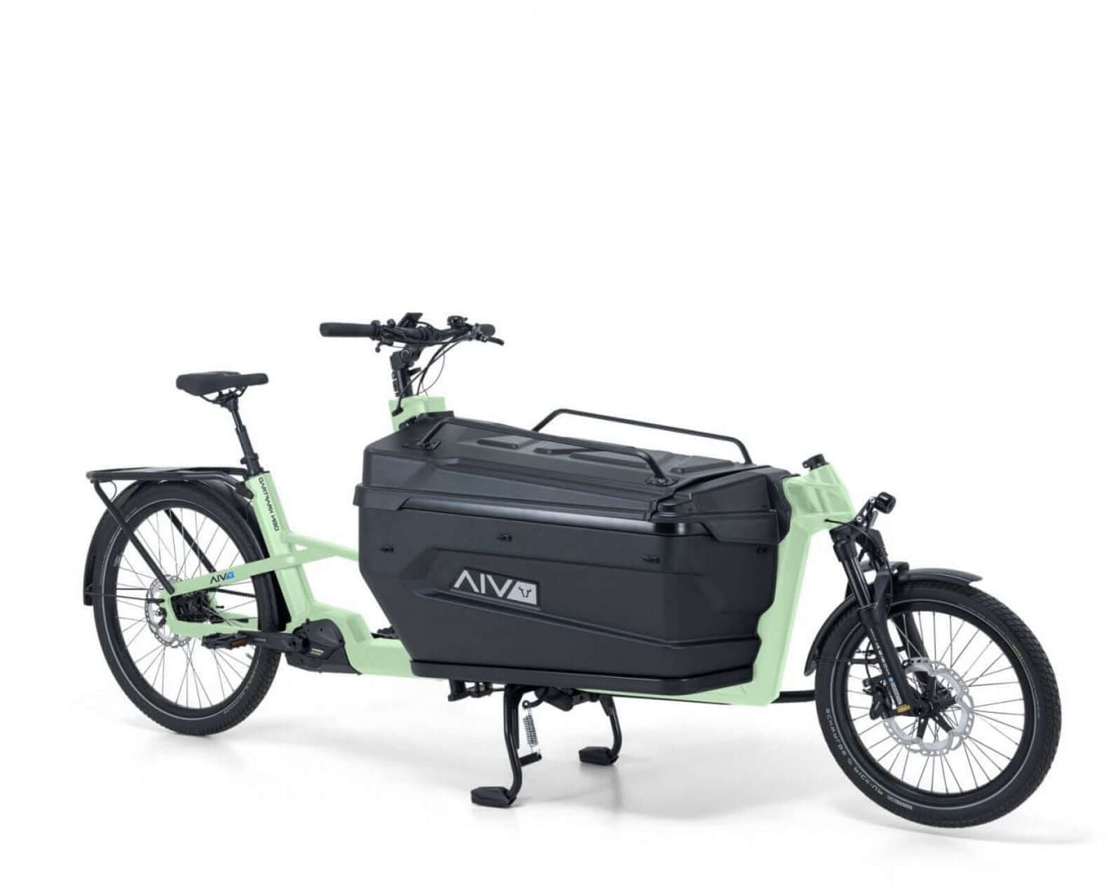 VIA Cargo E-Lastenrad in modernem Design, ideal für Transporte und Lieferungen.