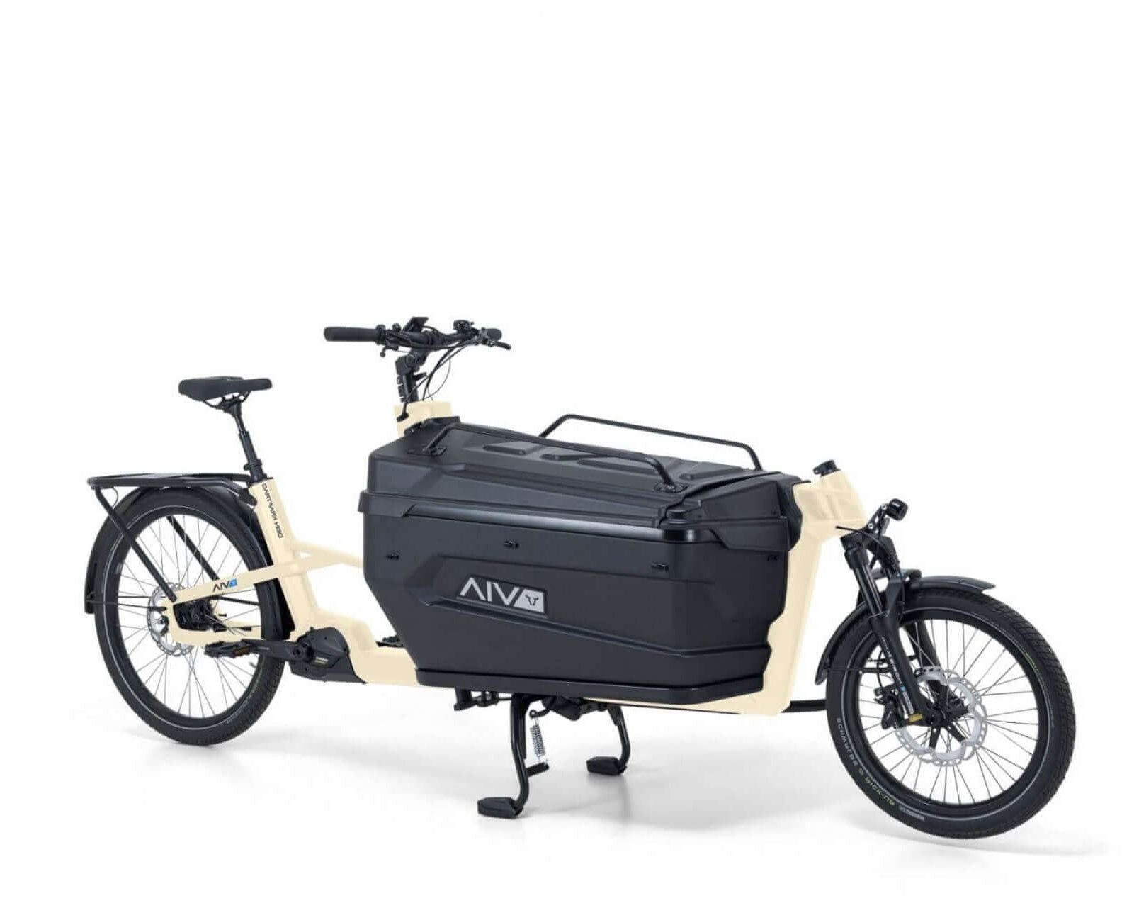 VIA Cargo E-Lastenrad in modernem Design, ideal für Transporte und Freizeitaktivitäten.