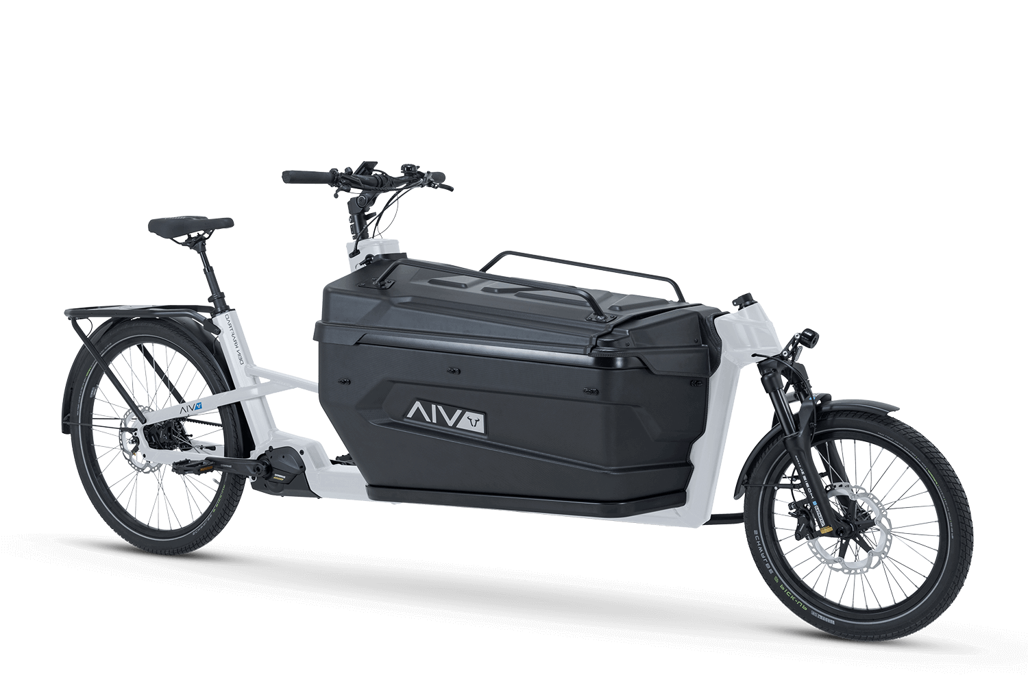 VIA Cargo E-Lastenrad für Transport mit großem Stauraum und robuster Bauweise.