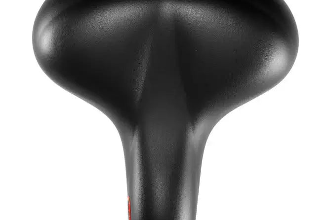 Vorderansicht des Selle Royal Torx E-Bike Sattels in Schwarz, mit ergonomischem Design für bequeme Sitzposition