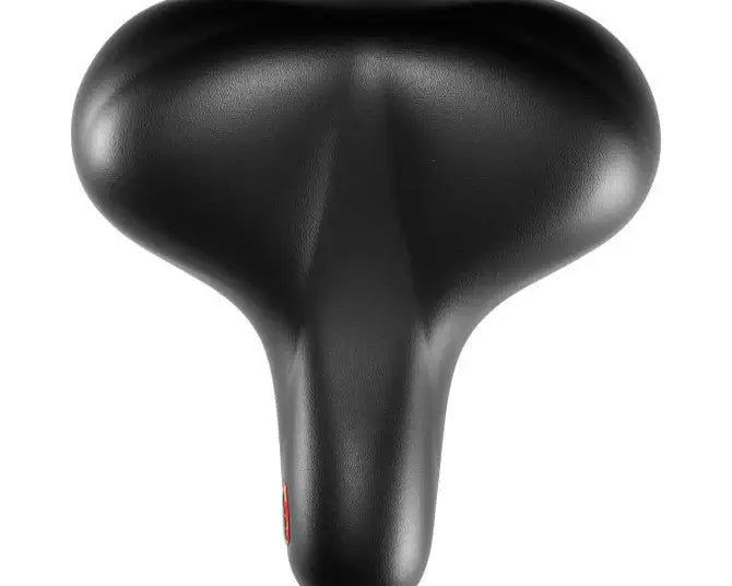 Vorderansicht des Selle Royal Torx E-Bike Sattels in Schwarz, mit ergonomischem Design für bequeme Sitzposition