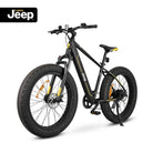 Jeep Mountain FAT E-Bike MHFR 7100, Vorderansicht mit Federgabel und geländetauglichen Reifen