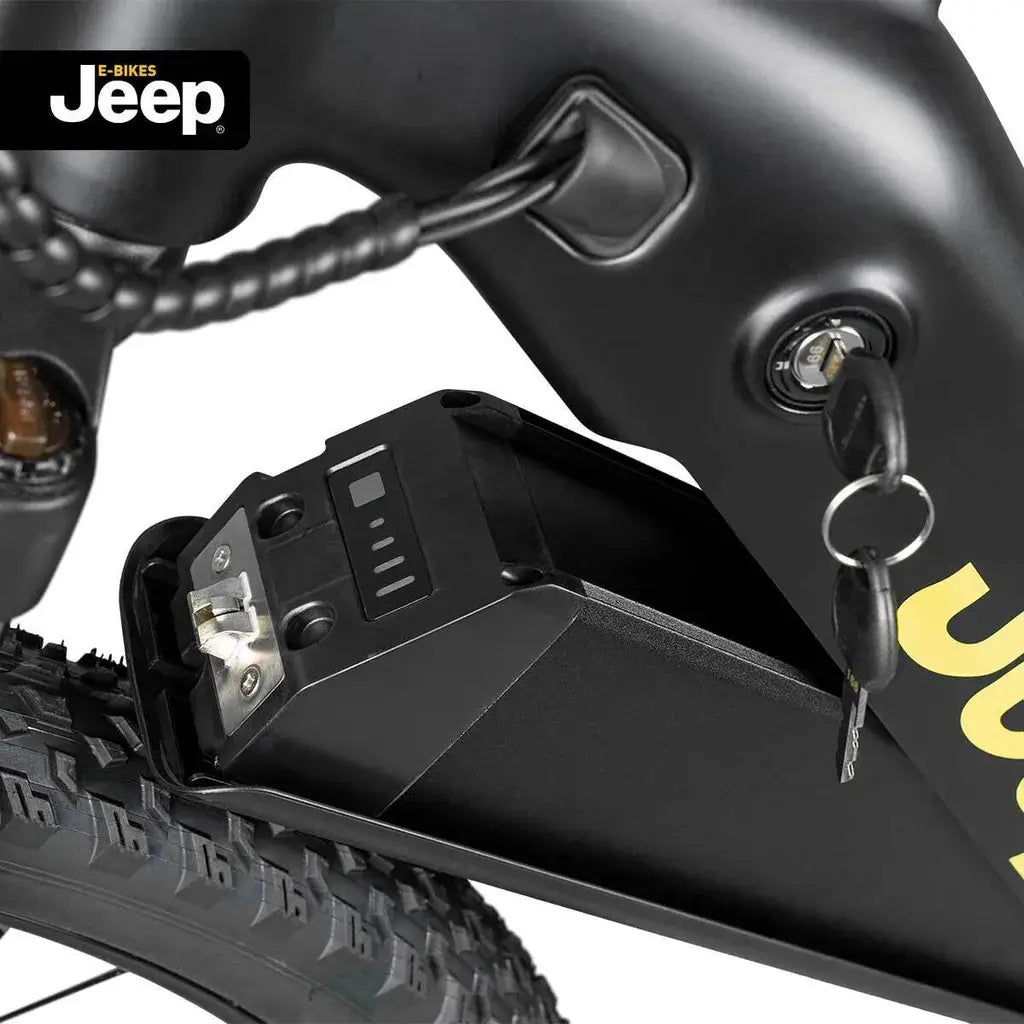 Nahaufnahme des Motors des Jeep Mountain E-Bike MHM 7010 für starke elektrische Unterstützung