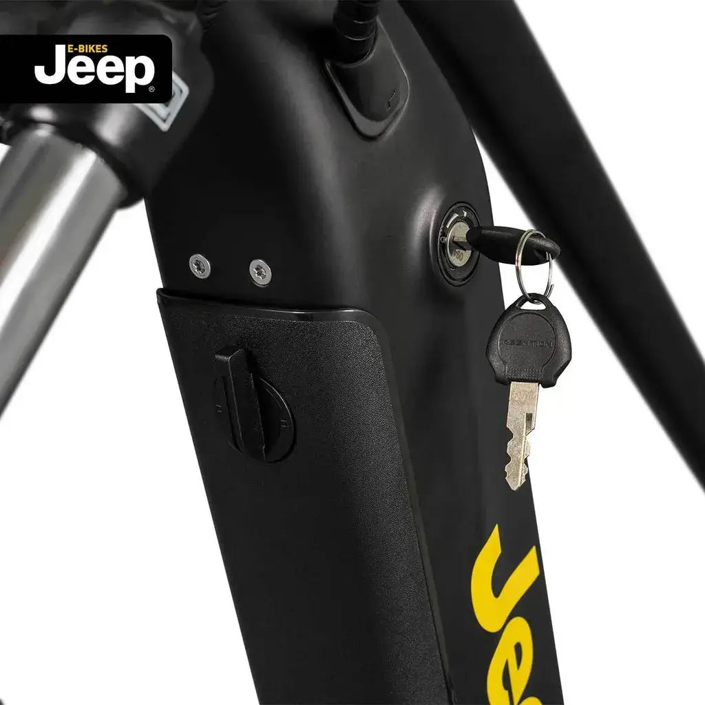 Nahaufnahme des Motors des Jeep Mountain E-Bike MHM 7000 für leistungsstarke Unterstützung.