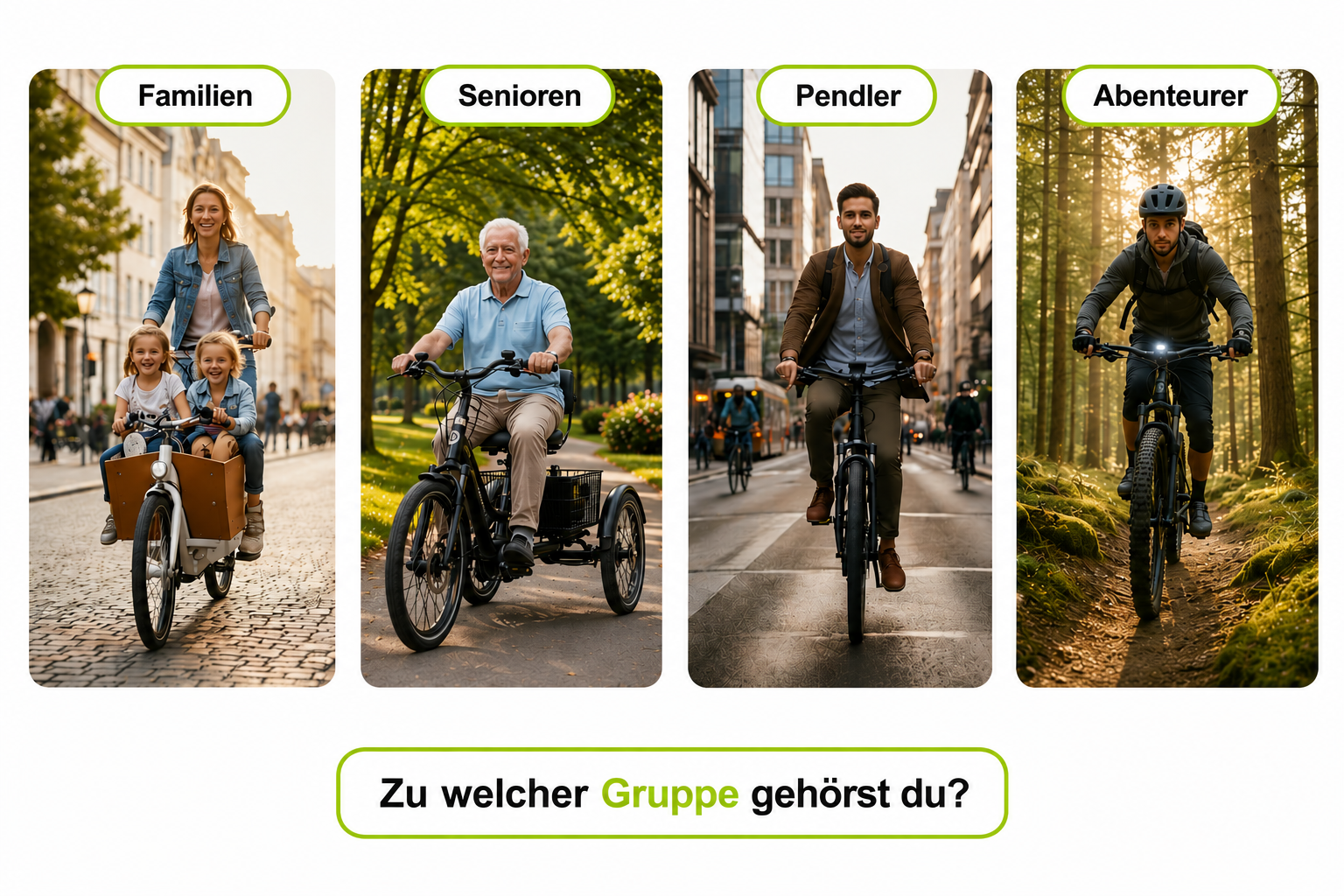 E-Bike-Personas: Familien, Senioren, Pendler und Abenteurer mit passenden E-Bike-Typen