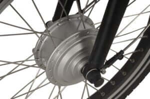 Nahaufnahme der Nabenschaltung am Hinterrad des Saxonette Compact Comfort Plus 2.0 Falt-E-Bikes