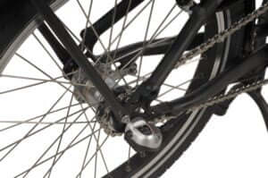 Nahaufnahme des Hinterrads am Saxonette Compact Comfort Plus 2.0 Falt-E-Bike