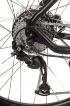Detailaufnahme der Hinterradnabe und des Schaltwerks des Saxxx Everest 5.0 E-MTB für optimale Leistung.