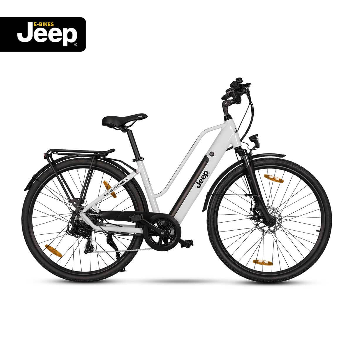 Jeep Trekking E-Bike TLR 7011, Seitenansicht mit stabilem Rahmen, Vorderrad und Hinterrad, geeignet für Trekking-Abenteuer