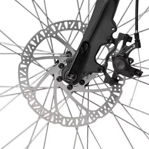Vorderradansicht des Saxxx Comfort Sport EASY mit Gabel und Bremsscheibe