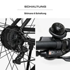 Hinterrad des Berlin Bikes SUV E-Bikes mit Schaltwerk und Scheibenbremse, optimal für Kontrolle und Sicherheit