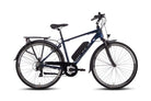SAXXX Touring Sport E-Trekkingbike in Blau mit 250 W Motor, 7-Gang-Schaltung und entnehmbarem Akku.