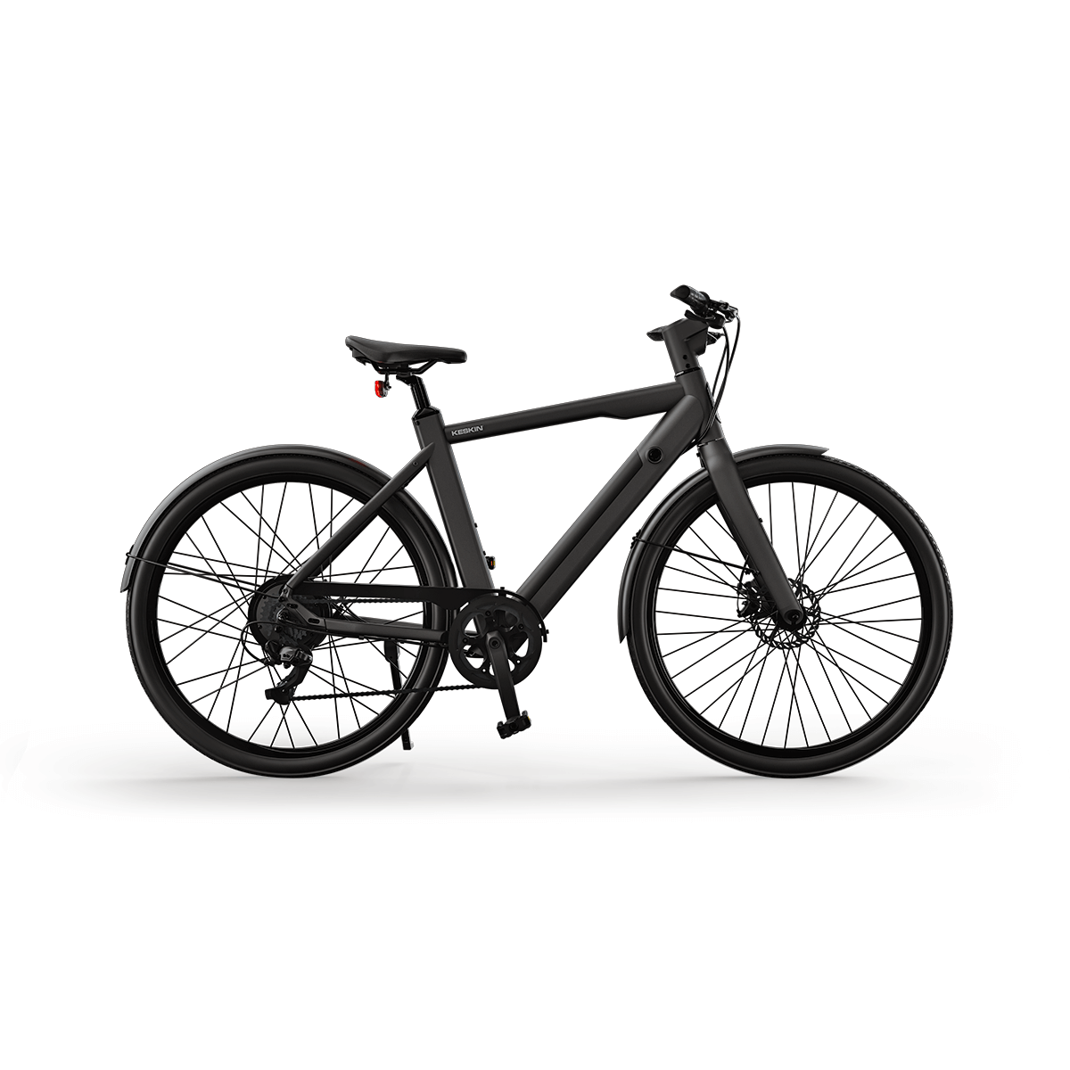 Keskin E-Bike cBike 1 in elegantem Schwarz mit modernem Design und robusten Felgen, ideal für Stadtfahrten.